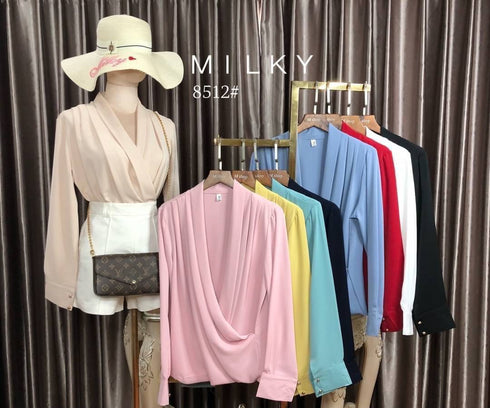 Casual V-Neck Wrap Long Sleeves Blouse